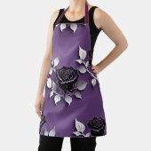 Elegant Black Roses With Silver Leaves エプロン (インサイチュ)
