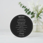 Elegant Black Round Wedding Simple Modern Menu  (スタンド正面)