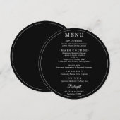 Elegant Black Round Wedding Simple Modern Menu  (正面/裏面)