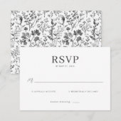 Elegant Black RSVP Card (正面/裏面)