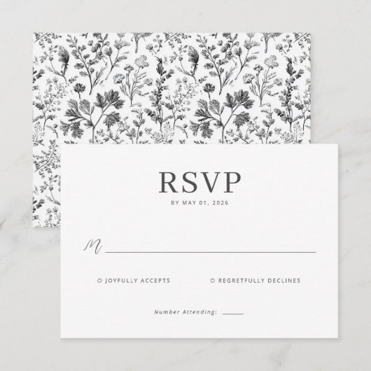 Elegant Black RSVP Card (正面/裏面)