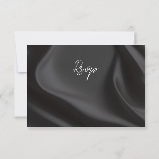 Elegant black satin rsvp with meal choices (裏面)