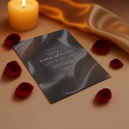 Elegant black satin wedding invitation 招待状