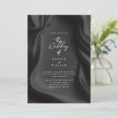 Elegant black Satin wedding invitation 招待状 (スタンド正面)