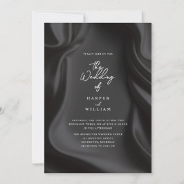 Elegant black Satin wedding invitation 招待状