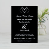 Elegant Black Save The Date Foil Invitation 箔招待状 (立ち正面)