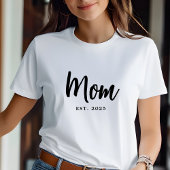 Elegant Black Script Established New Mom T-Shirt Tシャツ