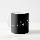 Elegant Black Script Modern Name Personalized コーヒーマグカップ<br><div class="desc">Elegant Script Name Personalized Coffee Mug in Black and White</div>