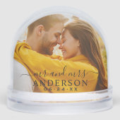 Elegant Black Script Mr and Mrs Photo (正面)