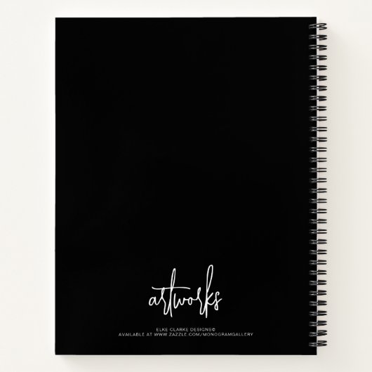 Elegant Black Script Name Artwork Sketchbook  ノートブック (裏面)