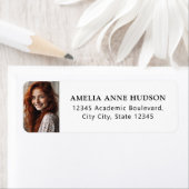 Elegant Black Script Photo Return Address ラベル (インサイチュ)