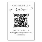 Elegant Black Script QR Code Business Review テーブルナンバー (裏面)