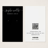 Elegant Black Script QR Code Earring Display (正面&裏面)