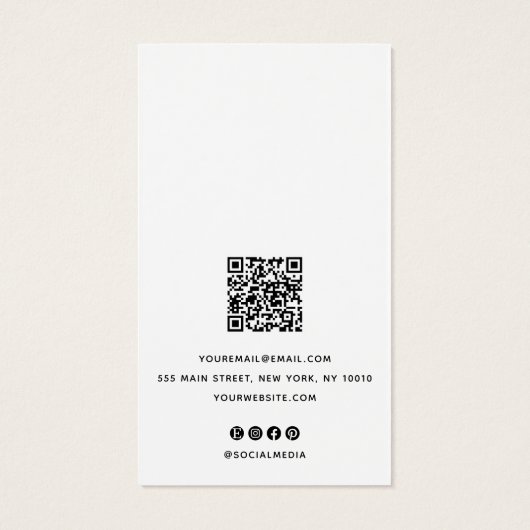 Elegant Black Script QR Code Earring Display (裏面)