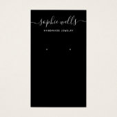 Elegant Black Script QR Code Earring Display (正面)