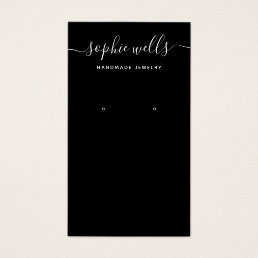 Elegant Black Script  QR Code Earring Display (正面)