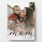 Elegant Black Script Simple Best Mom Ever Photo フォトプラーク (正面)