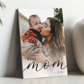 Elegant Black Script Simple Best Mom Ever Photo フォトプラーク