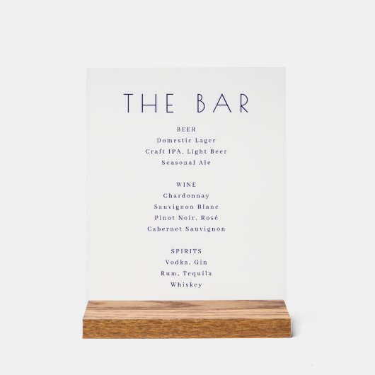 Elegant Black Serif Bar Menu Sign アクリルサイン (正面)