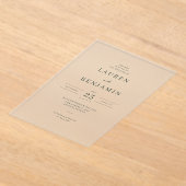 Elegant Black Serif Wedding Invitation アクリル招待状 (レイダウン)