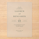 Elegant Black Serif Wedding Invitation アクリル招待状 (正面)