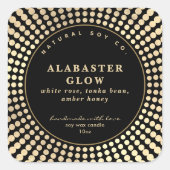 Elegant Black Shiny Gold Circle Soy Bean Candle スクエアシール (正面)