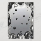 Elegant Black Silver Balloons Retirement Party 招待状 (裏面)