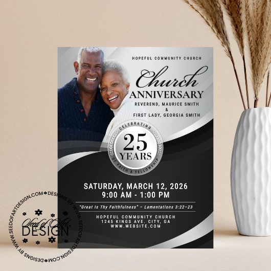 Elegant Black & Silver Church Anniversary チラシ