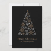 Elegant Black Silver Gold Script Christmas Tree シーズンカード (正面)