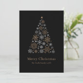 Elegant Black Silver Gold Script Christmas Tree シーズンカード (スタンド正面)