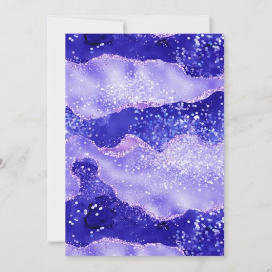 Elegant Black Silver Purple Agate Glitter Wedding 招待状 (裏面)