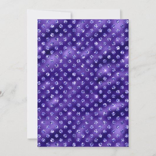 Elegant Black Silver Purple Dots Glitter Wedding 招待状 (裏面)