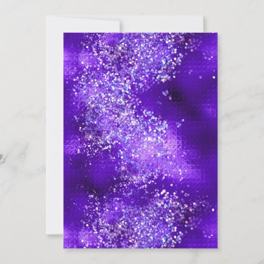 Elegant Black Silver Purple Glitter Wedding 招待状 (裏面)
