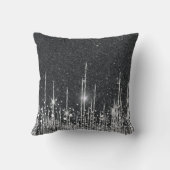 Elegant Black Sparkly Silver Merry Christmas クッション (裏面)