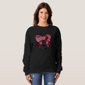 Elegant Black Sweatshirt with Red Bow Print スウェットシャツ (正面フル)