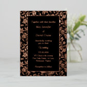 Elegant Black Themed Premium Wedding Rose Gold 箔招待状 (立ち正面)