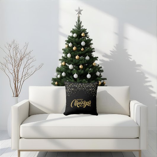 Elegant Black Throw Pillow クッション