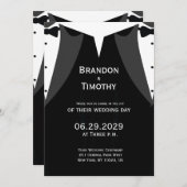Elegant Black Tie Gay Wedding Invitation メニュー (正面/裏面)