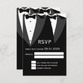 Elegant Black Tie Gay Wedding RSVP Card (正面/裏面)