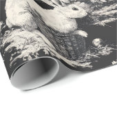 Elegant Black Toile Bunny Easter ラッピングペーパー (ロールコーナー)