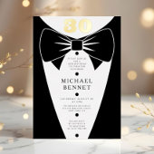 Elegant Black Tuxedo 30th Birthday Gold Foil 箔招待状