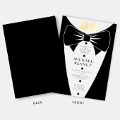 Elegant Black Tuxedo 30th Birthday Gold Foil 箔招待状