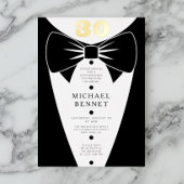 Elegant Black Tuxedo 30th Birthday Gold Foil 箔招待状