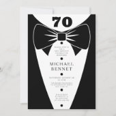 Elegant Black Tuxedo 70th Birthday 招待状 (正面)