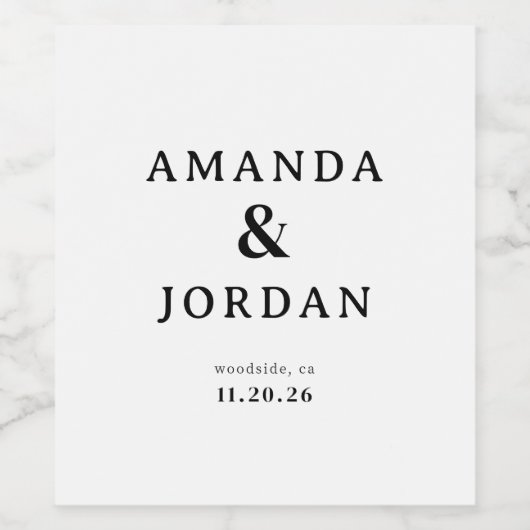 Elegant Black Typographic ワインラベル (シングルラベル)