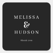 Elegant Black Typographic Thank You スクエアシール (正面)