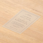 Elegant Black Typographic Wedding アクリル招待状 (レイダウン)