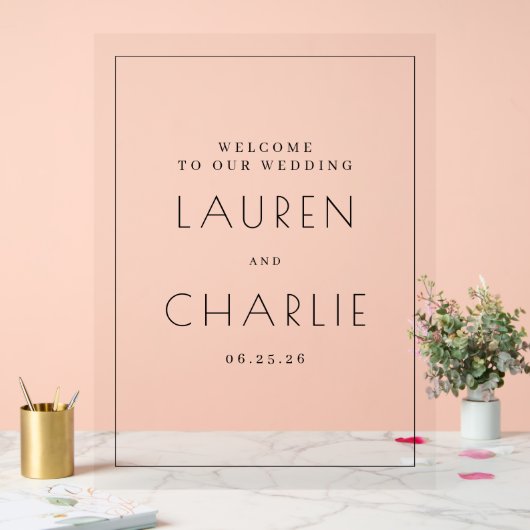 Elegant Black Typographic Wedding Invitations アクリルサイン (ウェディング)