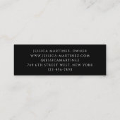 Elegant Black Typography Photo Makeup スキニー名刺 (裏面)