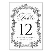 Elegant Black Victorian Floral Wedding テーブルナンバー (裏面)
